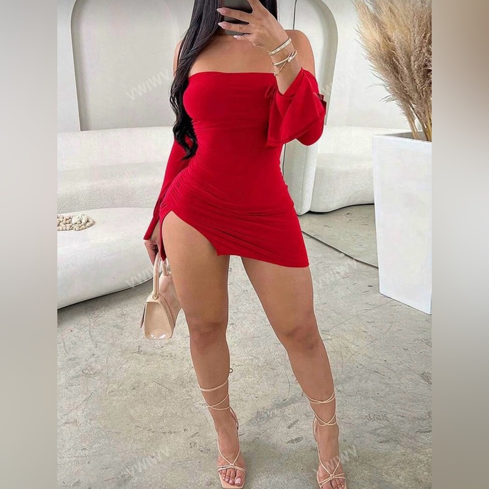 Fashion Nova Red Off-Shoulder Dress